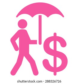 Umbrella icon from Business Bicolor Set. This flat vector symbol uses pink color, rounded angles, and white background on a white background.