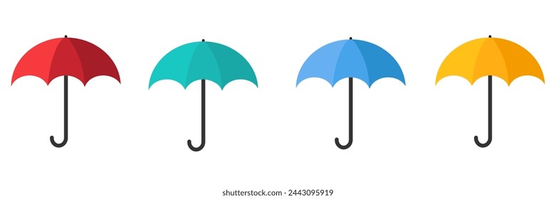 Umbrella icon. Cartoon umbrella icons. Colorful parasols symbol vector ilustration.