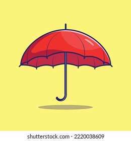 Umbrella icon cartoon illustration. Red umbrella vector design. Opened umbrella in cartoon style vector design