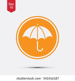 Umbrella Icon In Circle. Flat Symbol. Vector Illustrated Sign.