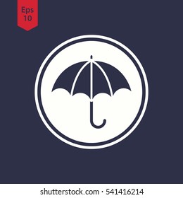 Umbrella Icon In Circle. Flat Symbol. Vector Illustrated Sign.