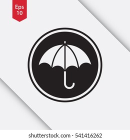 Umbrella Icon In Circle. Flat Symbol. Vector Illustrated Sign.