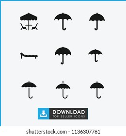 Umbrella icon. collection of 9 umbrella filled icons such as keep dry cargo. editable umbrella icons for web and mobile.