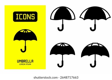 Umbrella icon. Collection vector illustration of icons for business. Black icon design.