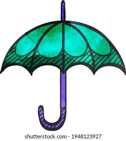 Umbrella icon in color drawing. Valentine love couple present