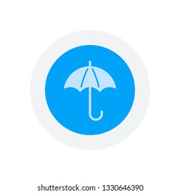 umbrella icon. Icon in colored circle with gray bold border. Web button, modern flat design