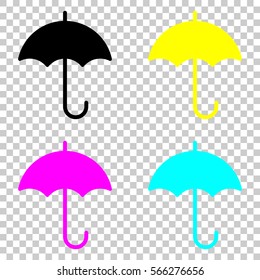 umbrella icon. Colored set of cmyk icons on transparent background.