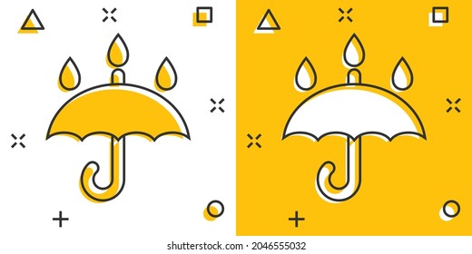 Umbrella icon in comic style. Parasol cartoon vector illustration on white isolated background. Canopy splash effect business concept.