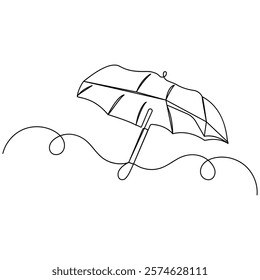 Umbrella icon  continuous one line drawing  outline vector illustration