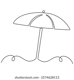 Umbrella icon  continuous one line drawing  outline vector illustration