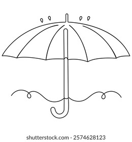 Umbrella icon  continuous one line drawing  outline vector illustration