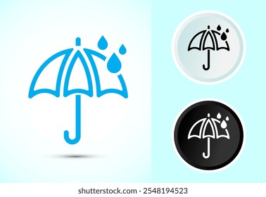 Umbrella icon design illustration in color, black and white style