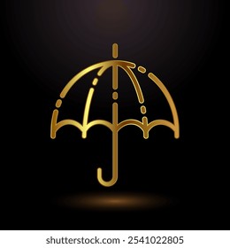Umbrella icon design illustration in gold color style