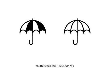 Diseño de icono de paraguas con ilustración de fondo blanco