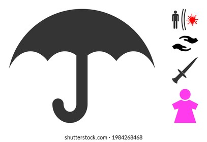 Umbrella icon designed in flat style. Isolated vector umbrella icon image on a white background, simple style. Some similar icons appended also.