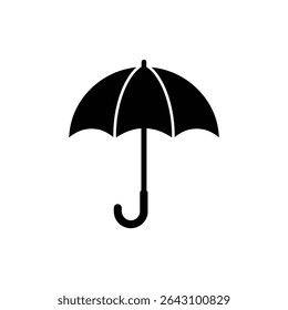 Umbrella Icon with Elegant Curved Handle Design