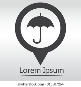 Umbrella icon. eps 10. map pin icon. 