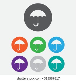 Umbrella icon. eps 10. round button. 