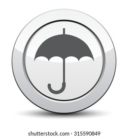 Umbrella icon. eps 10. silver button.