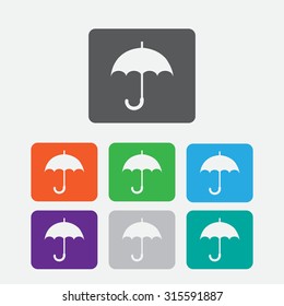 Umbrella icon. eps 10. square button