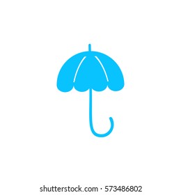 Umbrella icon flat. Blue pictogram on white background. Vector illustration symbol