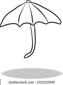 Umbrella, icon, flat design, hand drawing. Illustration of  protection, contour of symbol black