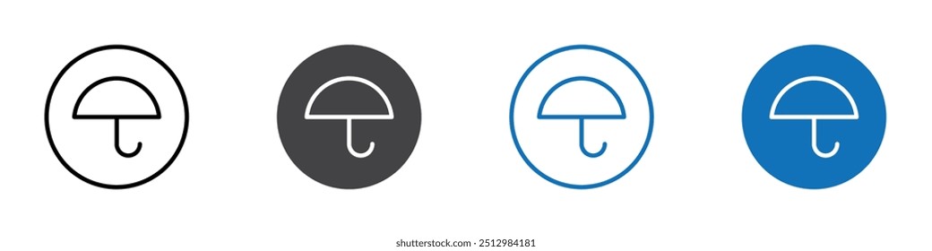Umbrella icon flat editable icon mark set.