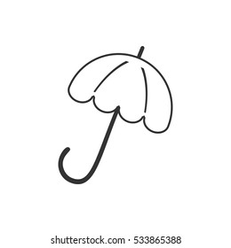 Umbrella icon flat. Illustration isolated on white background. Vector grey sign symbol