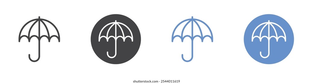 Umbrella icon Flat set in black and white color