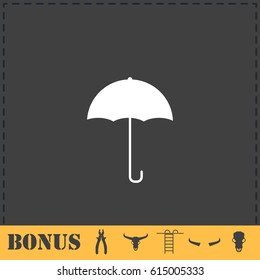 Umbrella icon flat. Simple vector symbol and bonus icon