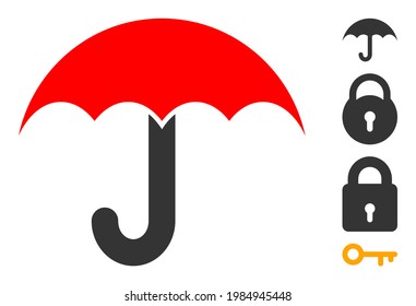 Umbrella icon with flat style. Isolated vector umbrella icon illustrations on a white background, simple style. Some similar icons added also.