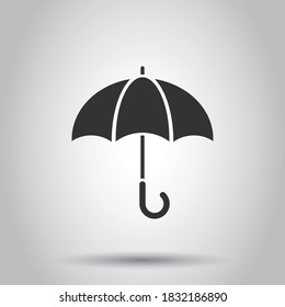 Umbrella icon in flat style. Parasol vector illustration on white isolated background. Canopy business concept.