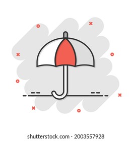 Umbrella icon in flat style. Parasol vector illustration on white isolated background. Canopy business concept.