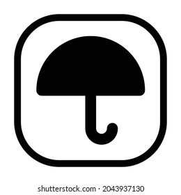 umbrella Icon. Flat style rounded rectangle isolated on white background. Vector illustration