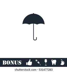 Umbrella icon flat. Vector illustration symbol and bonus pictogram