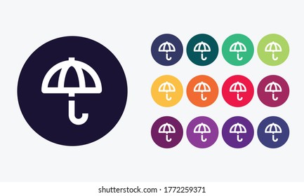 Umbrella icon flat vector set.