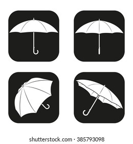 Umbrella icon in four variations