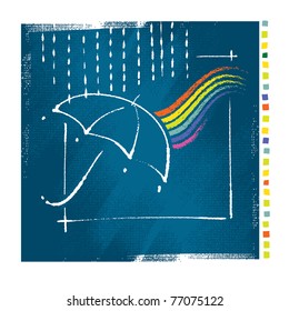 umbrella icon, freehand drawing, vector