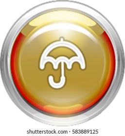 UMBRELLA icon glossy realistic vector button