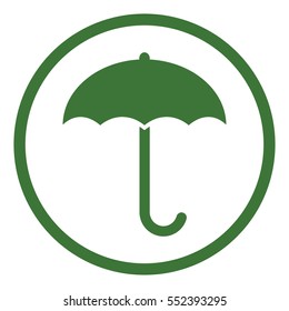 umbrella icon green simple in white circle
