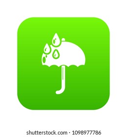Umbrella icon green vector isolated on white background