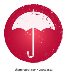 Umbrella icon. Grunge style stamp.