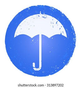 Umbrella icon. Grunge style stamp.