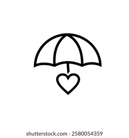 The umbrella icon and heart symbol below it are interpreted as symbols of love and support in a health context