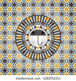 umbrella icon inside arabesque style badge. arabic decoration.
