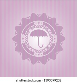 umbrella icon inside badge with pink background