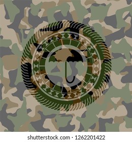 umbrella icon inside camouflage emblem