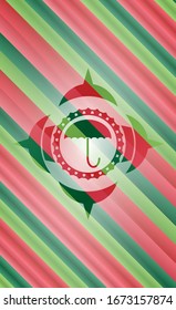 umbrella icon inside christmas style emblem.