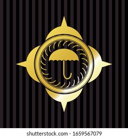 umbrella icon inside golden badge