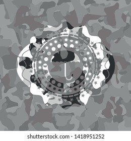 umbrella icon inside grey camo texture